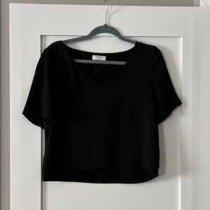 BABATON Black V-Neck Short Sleeve Blouse